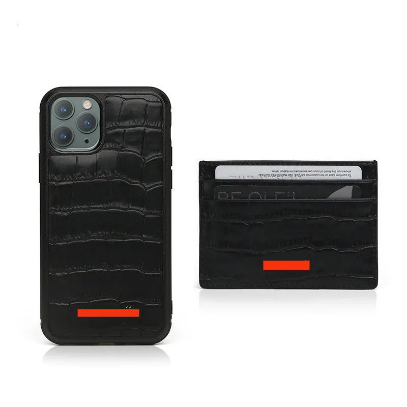 Coque iPhone 14 noir personnalisée en cuir 