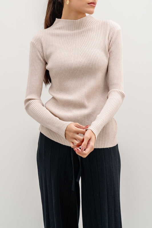 RIBBED HIGH CREW SWEATER | SWEATERS | 23-Oct-2024, 298-Codes, collection-fall-winter-24, collection-sweaters-cardigans, collection-woman-apparel-new-in, collection-woman-fall-winter-24, collection-woman-sweaters-cardigans, FW-24, SWEATERS & CARDIGANS, WOMAN | LAMA