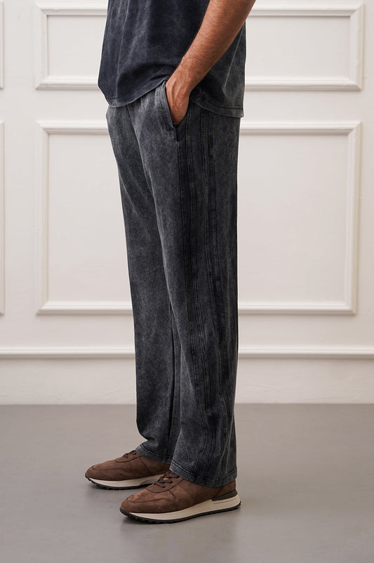 SIDE STRIPED WASHED TROUSERS