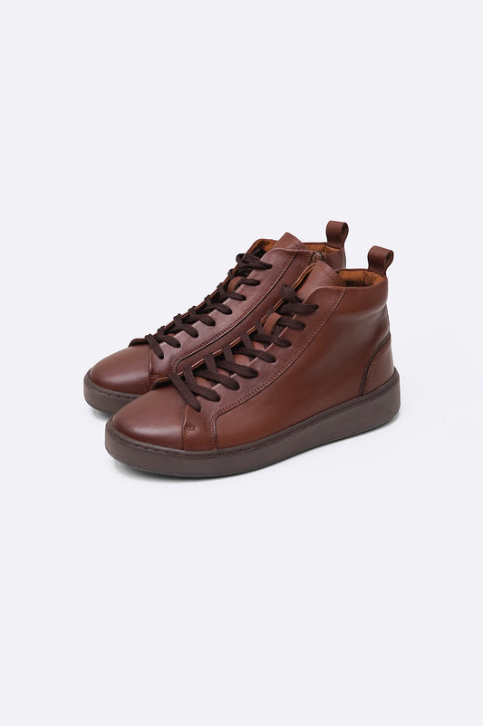 HIGH-TOP LEATHER SNEAKERS