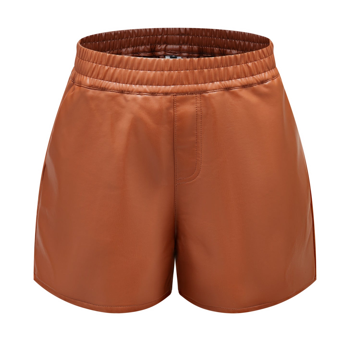 Dames eenvoudige kunstleren shorts, casual losse shorts