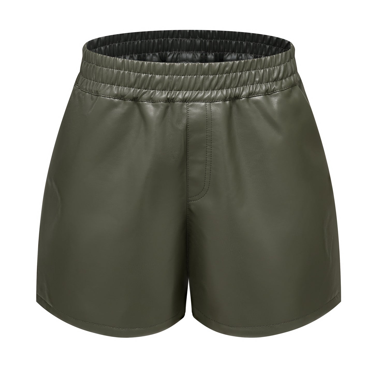 Dames eenvoudige kunstleren shorts, casual losse shorts