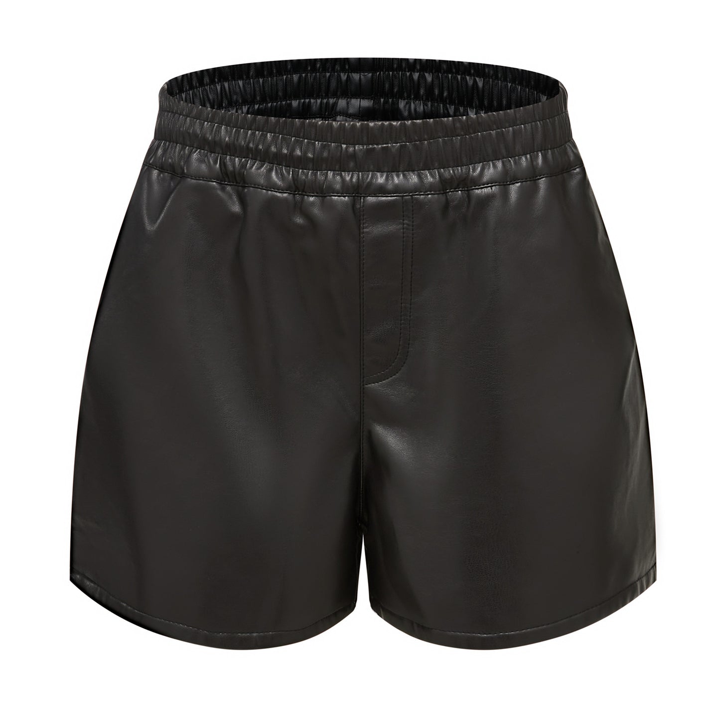 Dames eenvoudige kunstleren shorts, casual losse shorts