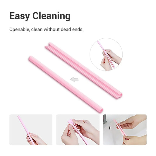 Reusable Silicone Straws With Cases 4 Sets