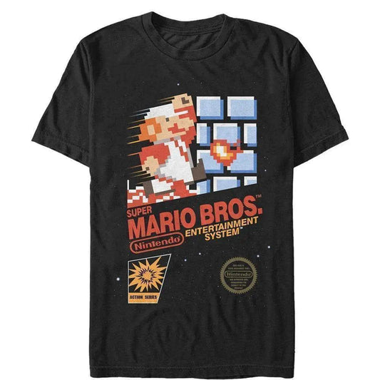 Super Mario Bros. - NES SMB Black Label - T-Shirt | Apparel | category : T-Shirts, character : Mario, fandom : Nintendo, fit : Unisex, franchise : Super Mario Bros., Gaming, genre : Video Games, In Stock, is_preoder, Nintendo, open | Fifth Sun