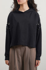 EMBELLISHED MID-LENGTH HOODIE - Vignette | TRENDMAKERMODE™ 