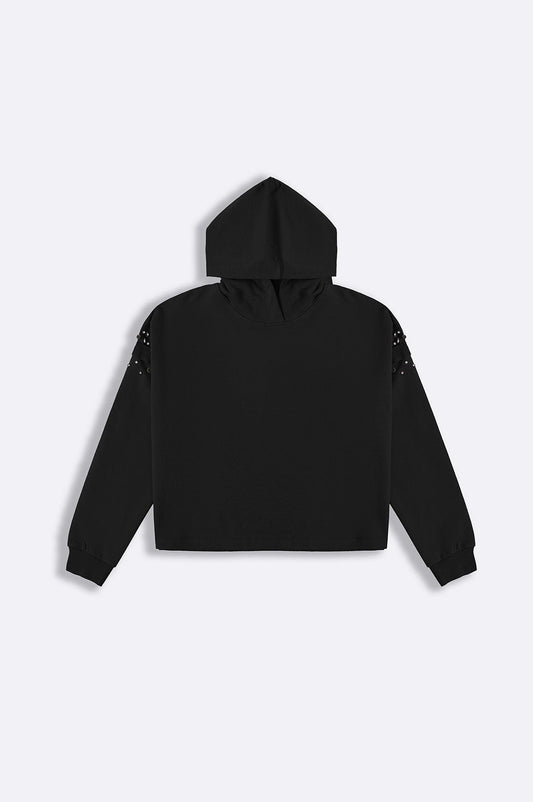 EMBELLISHED MID-LENGTH HOODIE