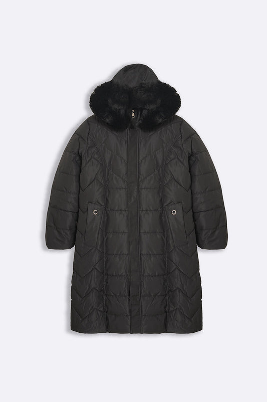 CURVE HOODED PUFFER JACKET