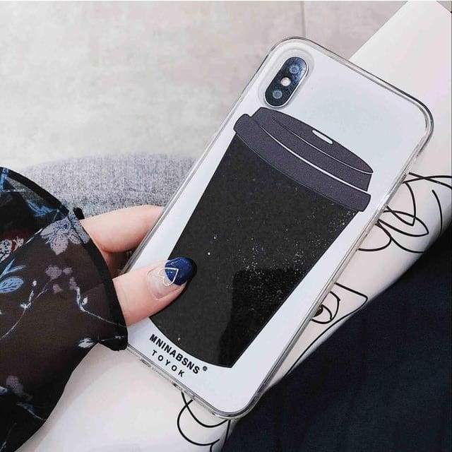 Coque avec liquide Café très drôle Pour Samsung et iPhone - Noir / iphone 6 6s - Équipée Cas