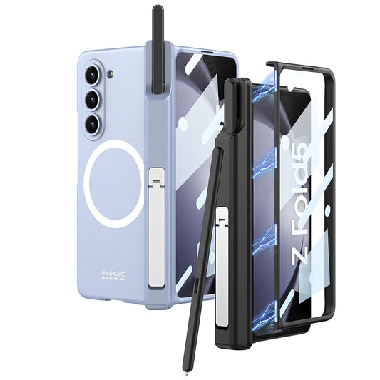 Coque à Charnière Magnétique avec Porte-Stylo et Support de Déclinaison pour Samsung Galaxy Z Fold 5 – Compatible MagSafe