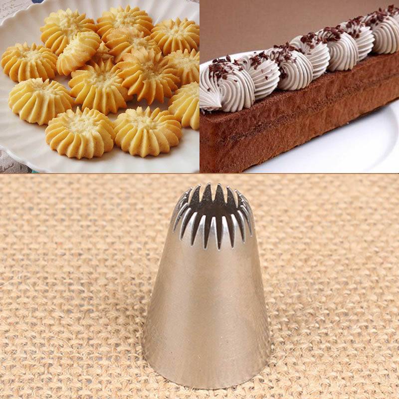 1Pcs DIY Cakes Decoration 19-tooth Pastry Nozzle Kitchen Gadgets Cookies Supplies 304 Stainless Steel Silver Fondant Decor | New | kalraji.com