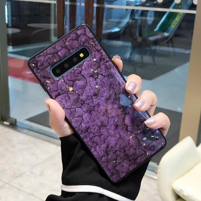 Coque luxe Haute Protection Avec Motif Marbre Pour Samsung Accueil S10 Violet 