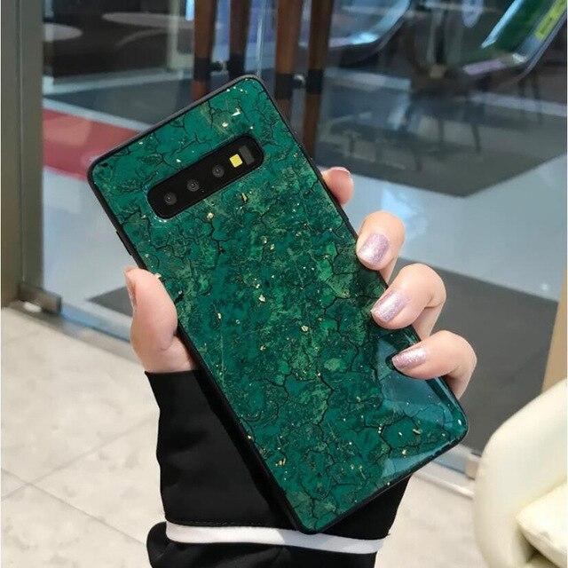 Coque luxe Haute Protection Avec Motif Marbre Pour Samsung Accueil S10 Vert 