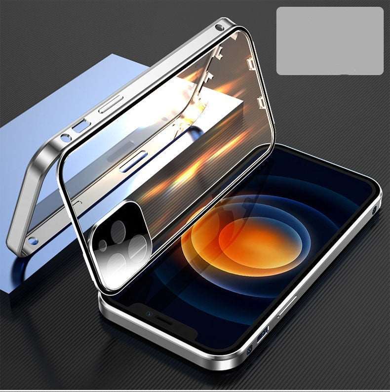 Compatible with Apple , Mobile Phone Shell Metal Frame Buckle Double-sided Glass