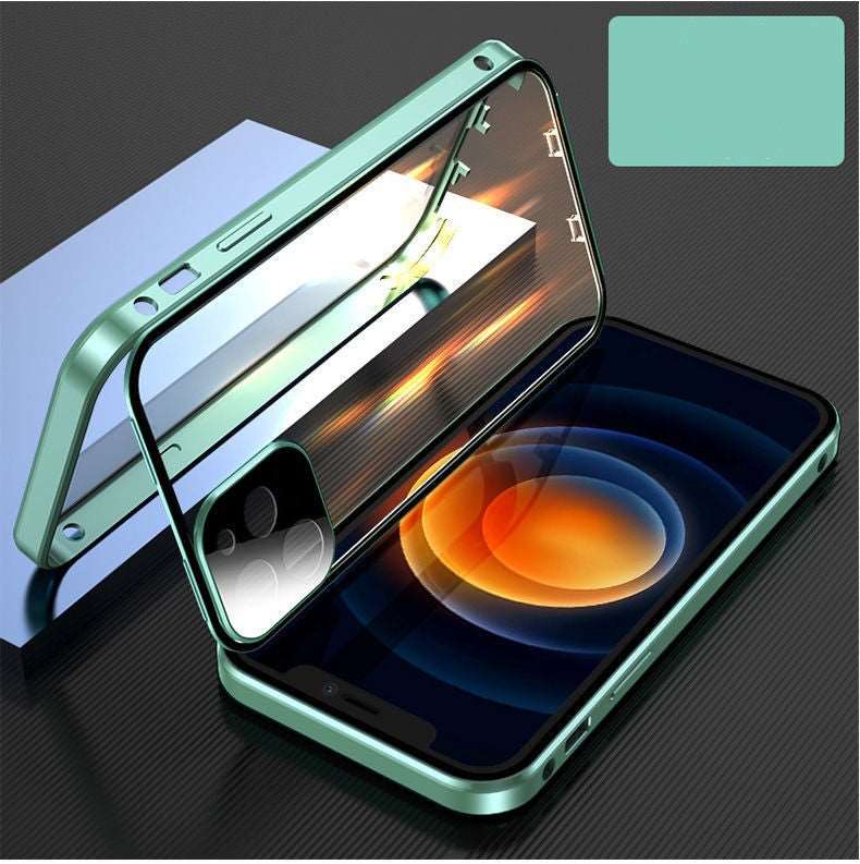 Compatible with Apple , Mobile Phone Shell Metal Frame Buckle Double-sided Glass