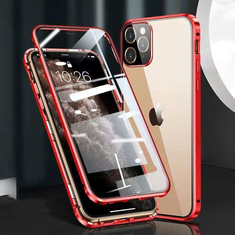 Compatible with Apple , Mobile Phone Shell Metal Frame Buckle Double-sided Glass