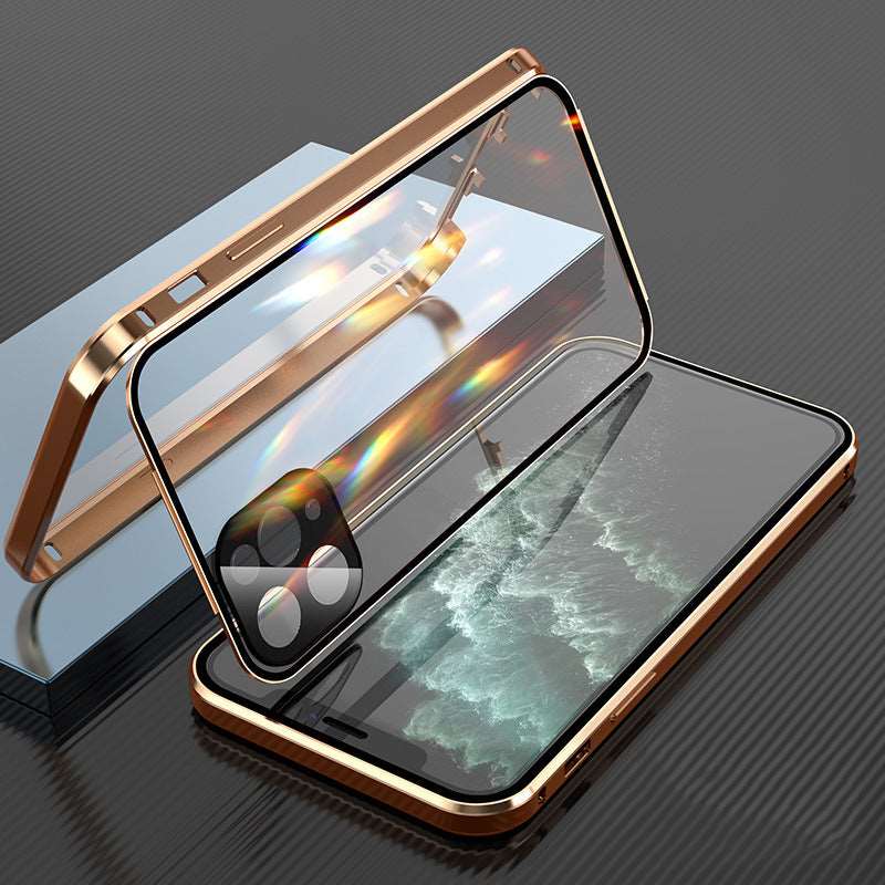 Compatible with Apple, For Iphone12 Double-Sided Buckle Magneto Mobile Phone Case | 11, 11 PRO, 11 PRO MAX, 12, 12 MINI, 12 PRO, 12 PRO MAX, 7, 7 PLUS, 8, 8 PLUS, black, bright black, cases iphone, gold, iphone 11 case, iphone x/xs case, iphone xr case, iphone xs case, pink, red, rose gold, SE, X, XS, XS MAX | sekhmetstore