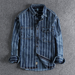 Johannes™ | Gestreepte Denim Overhemd - Vignette | TRENDMAKERMODE™ 