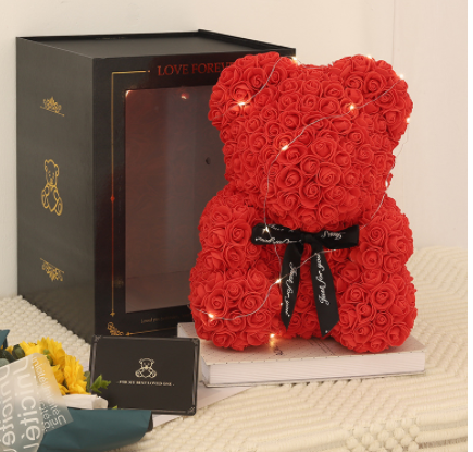 Valentijnsdagcadeau Roos Beer Eeuwige Bloem Roos Teddybeer PE-schuimbeer 25cm Valentijnsdag