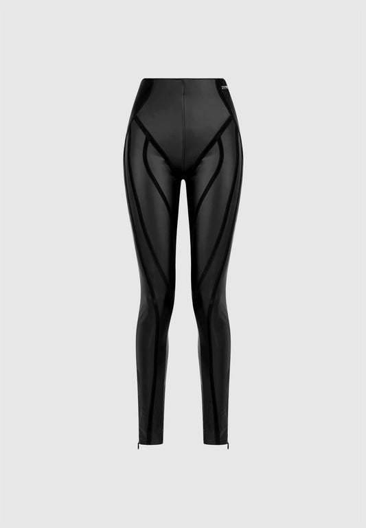 Matte veganistische lederen contourlegging - zwart