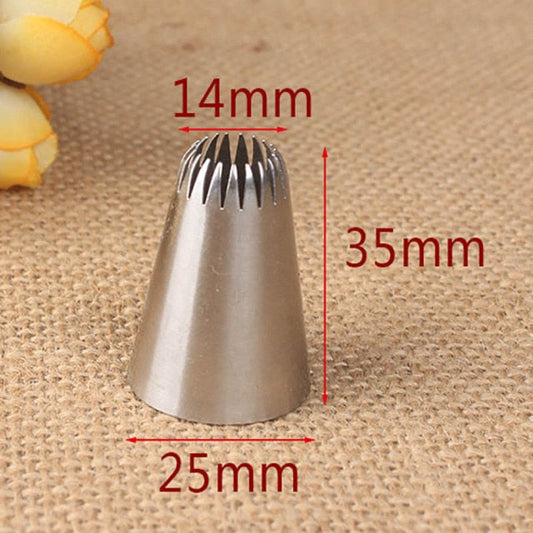 1Pcs DIY Cakes Decoration 19-tooth Pastry Nozzle Kitchen Gadgets Cookies Supplies 304 Stainless Steel Silver Fondant Decor | New | kalraji.com