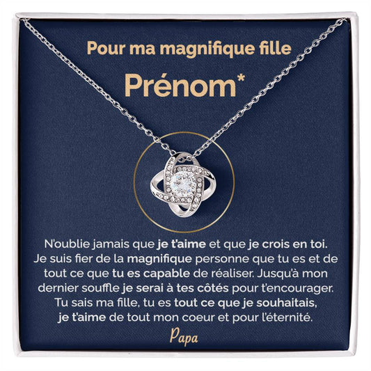 Cadeau Personnalisé de Papa pour sa Fille - Tu es magnifique - Collier Noeud d'Amour | Jewelry | C30011TG, C30011TR, PB23-WOOD, PT-4377, TNM-1, USER-66066 | ShineOn Fulfillment