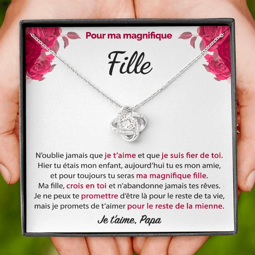 Cadeau de Papa pour sa Fille - Collier Noeud d'Amour - Je suis fier de toi | Jewelry | C30011TG, C30011TR, PB23-WOOD, PT-4377, TNM-1, USER-66066 | ShineOn Fulfillment